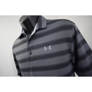 Under Armour Golf Polo Striped HeatGear Loose Wicking Short Sleeve Mens Medium